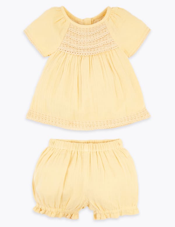 2 Piece Pure Cotton Crochet Outfit (0-3 Yrs)