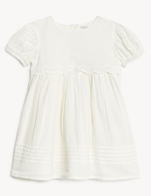 

M&S Collection Kleid mit hohem Baumwollanteil und Stickerei (0-3 J.) - Ivory Mix, Ivory Mix