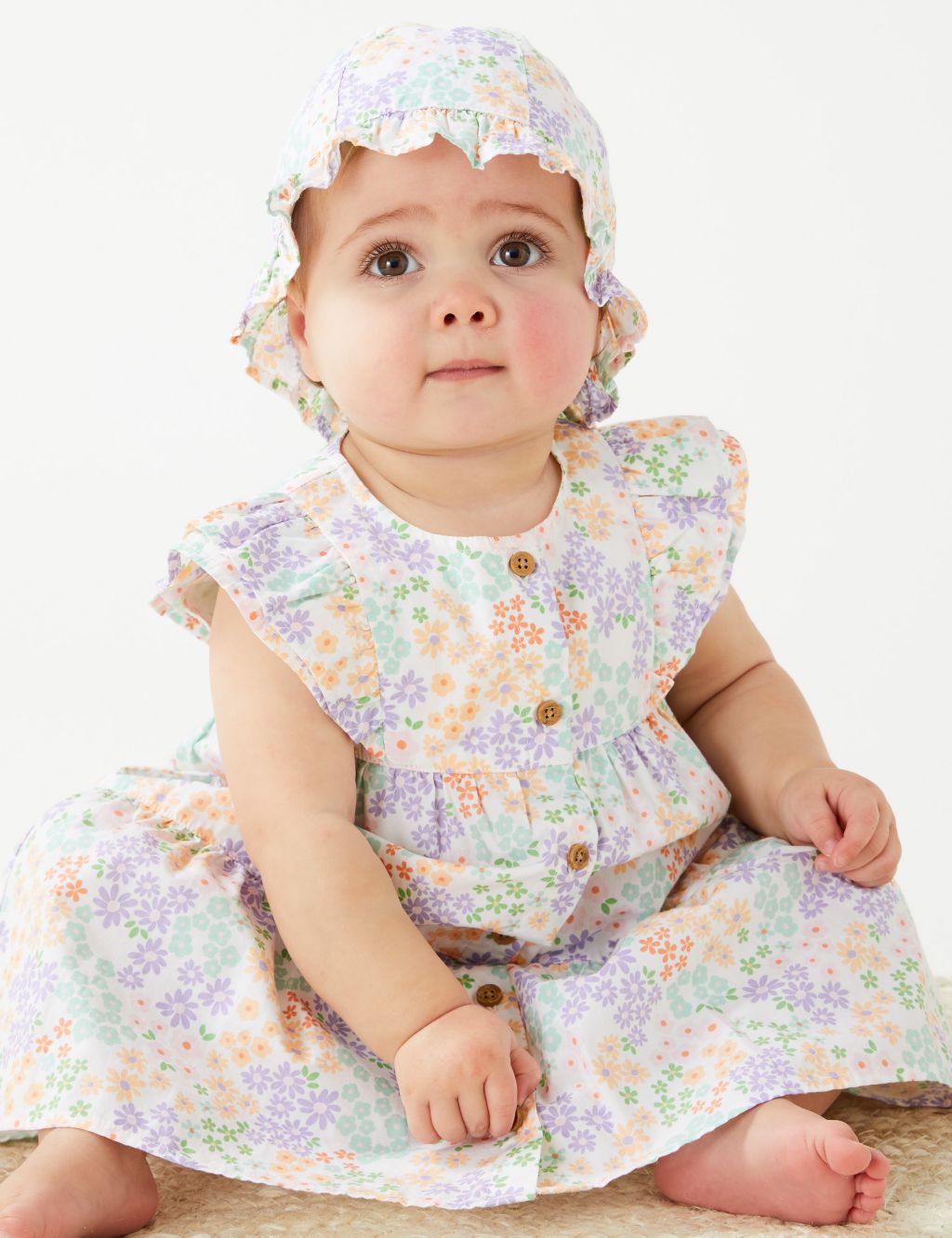 2pc Pure Cotton Floral Outfit (0-3 Yrs) image 1