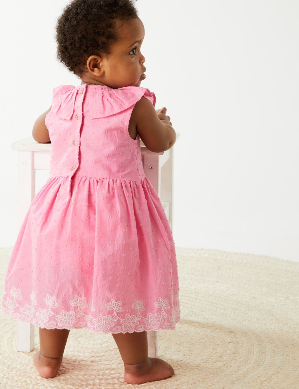 Pure Cotton Embroidered Dress (0-3 Yrs) image 5