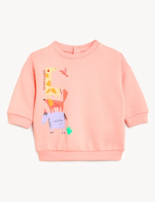 

M&S Collection Sweatshirt mit hohem Baumwollanteil und Tiermuster (0-3 J.) - Pink, Pink