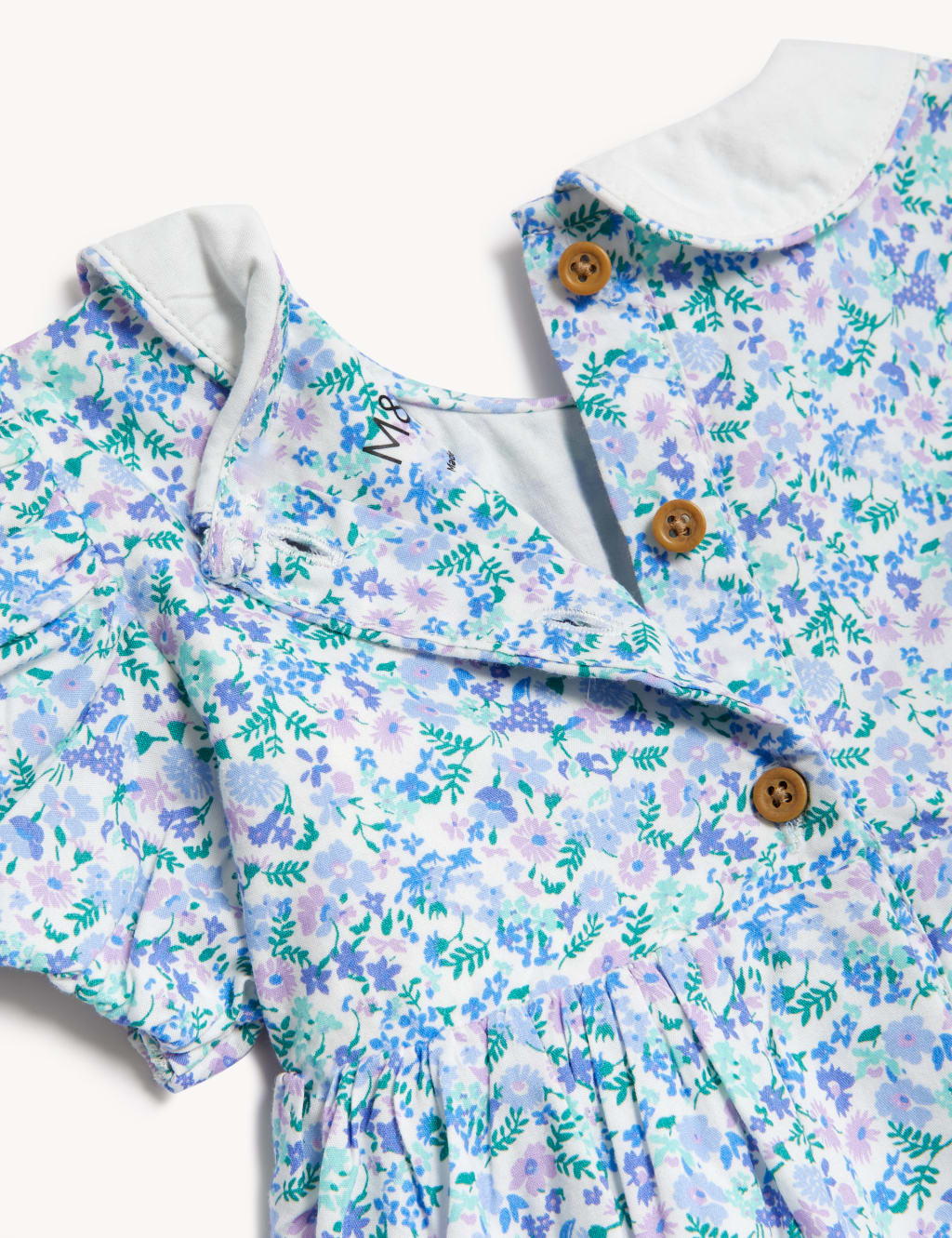 Cotton Blue Ditsy Collar Dress image 3