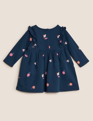 M&S Girls Cotton Rich Ditsy Floral Dress (0-3 Yrs)