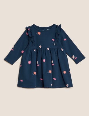 

Kleid mit hohem Baumwollanteil und Blümchenmuster (0-3 J.) - Navy, Navy