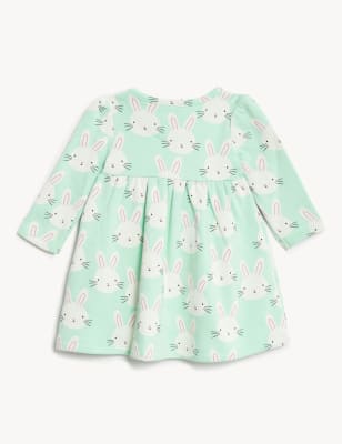 

M&S Collection Vestido de algodón con estampado de conejitos (0-3 años) - Green Mix, Green Mix