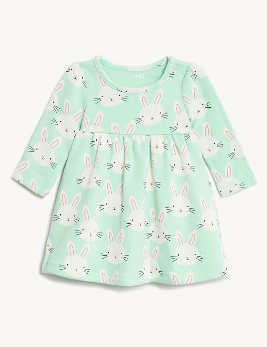 Cotton Rich Bunny Print Dress (0-3 Yrs)