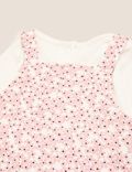 2pc Cotton Rich Floral Dungaree Outfit (0-3 Yrs)