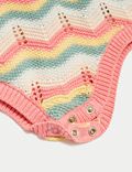 Pure Cotton Striped Crochet Romper (0-3 Yrs)