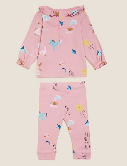 2pc Pure Cotton Nature Print Outfit (0-3 Yrs)