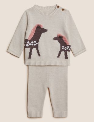 

Girls M&S Collection 2pc Pure Cotton Knitted Horse Outfit (0-3 Yrs) - Cream Mix, Cream Mix