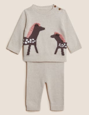 

Girls M&S Collection 2pc Pure Cotton Knitted Horse Outfit (0-3 Yrs) - Cream Mix, Cream Mix