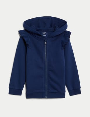 

Girls M&S Collection Cotton Rich Frill Hoodie (0-3 Yrs) - Navy, Navy