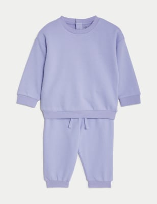

Girls M&S Collection 2pc Cotton Rich Outfit (0-3 Yrs) - Purple, Purple
