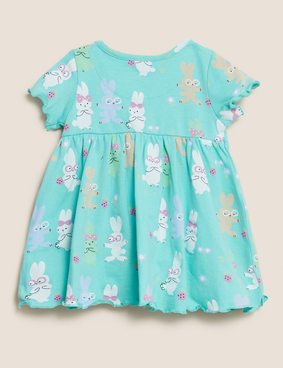 Pure Cotton Rabbit Print Dress (0-3 Yrs)