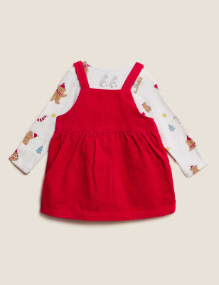 

M&S Collection Conjunto de 3 piezas de algodón con estampado de oso (0-3 años) - Red Mix, Red Mix