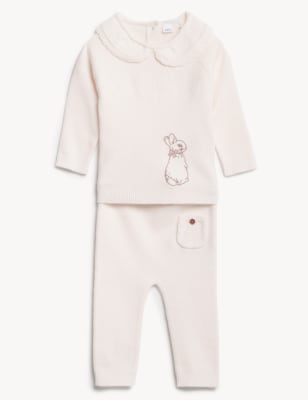 

M&S Collection 2-teiliges Strick-Outfit mit Peter Rabbit™-Motiv (0-3 Jahre) - Cream Mix, Cream Mix