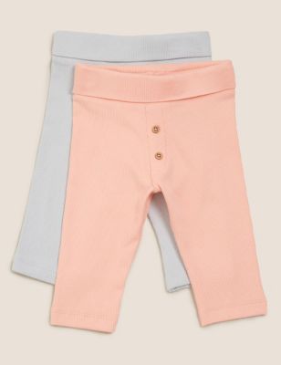 Lot de 2 leggings en coton (jusqu'au 12 mois) - Multi