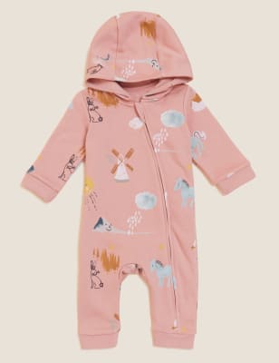

Girls M&S Collection Cotton Rich Hooded Print All In One (0-3 Yrs) - Tea Rose, Tea Rose