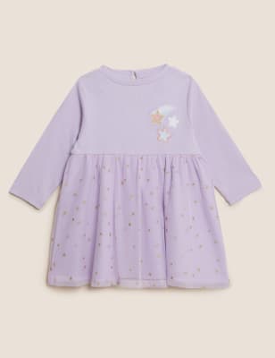 

M&S Collection Vestido de algodón con estampado de estrellas (0-3 años) - Light Purple, Light Purple