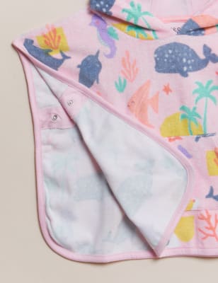 

Girls M&S Collection Cotton Rich Hooded Poncho (0-3 Yrs) - Pink Mix, Pink Mix