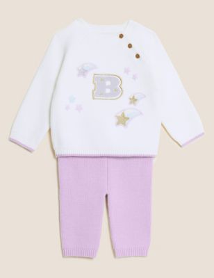 

Girls M&S Collection 2pc Knitted Shooting Stars Outfit (0-3 Yrs) - Purple Mix, Purple Mix