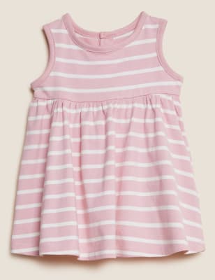 

Girls M&S Collection Pure Cotton Striped Dress (0-3 Yrs) - Pink, Pink