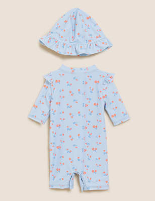 

2-teiliger Badeanzug mit Blumenmuster (0-3 J.) - Blue Mix, Blue Mix