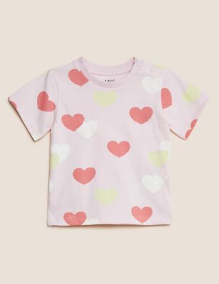 

Girls M&S Collection Pure Cotton Heart Print T-Shirt (0-3 Yrs) - Pink Mix, Pink Mix
