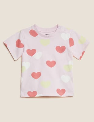 

Girls M&S Collection Pure Cotton Heart Print T-Shirt (0-3 Yrs) - Pink Mix, Pink Mix