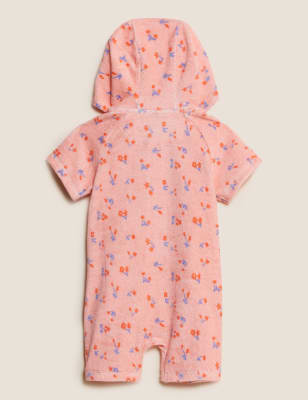 

Girls Cotton Rich Floral Hooded Towelling Romper (0-3 Yrs) - Pink Mix, Pink Mix