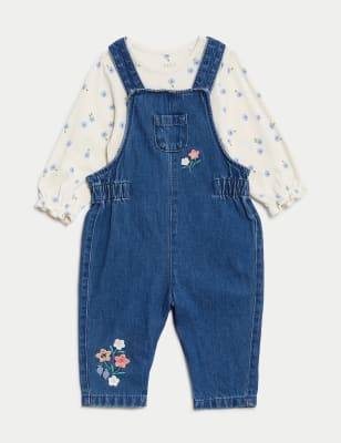

M&S Collection Conjunto de 2 piezas floral 100% algodón (0-3 años) - Denim Mix, Denim Mix