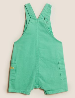 Girls Pure Cotton Dungarees (0-3 Yrs) - Green