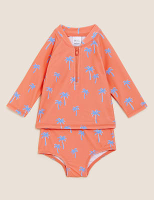 2-delige set met zwemshirt en broek met palmprint (0-3 jaar)