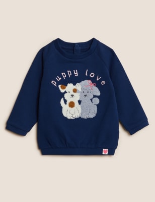

M&S Collection Sudadera de algodón con texto 'Love Slogan' (0-3 años) - Navy, Navy