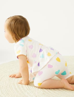 

M&S Collection Shorts mit hohem Baumwollanteil und Herzmotiv (0-3 J.) - Ivory, Ivory