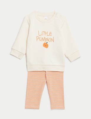 2pc Cotton Rich Pumpkin Print Outfit (0-3 Yrs)