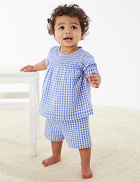 2pc Pure Cotton Gingham Outfit (0-3 Yrs)