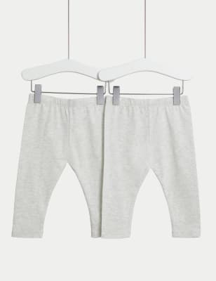 

Girls M&S Collection 2pk Cotton Rich Leggings (0-3 Yrs) - Grey Marl, Grey Marl