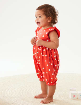 

M&S Collection Pelele 100% algodón con estampado de topos (0-3 años) - Sun Glow, Sun Glow