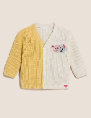 

M&S Collection Strickjacke aus reiner Baumwolle mit Hündchenmuster (0-3 J.) - Yellow Mix, Yellow Mix