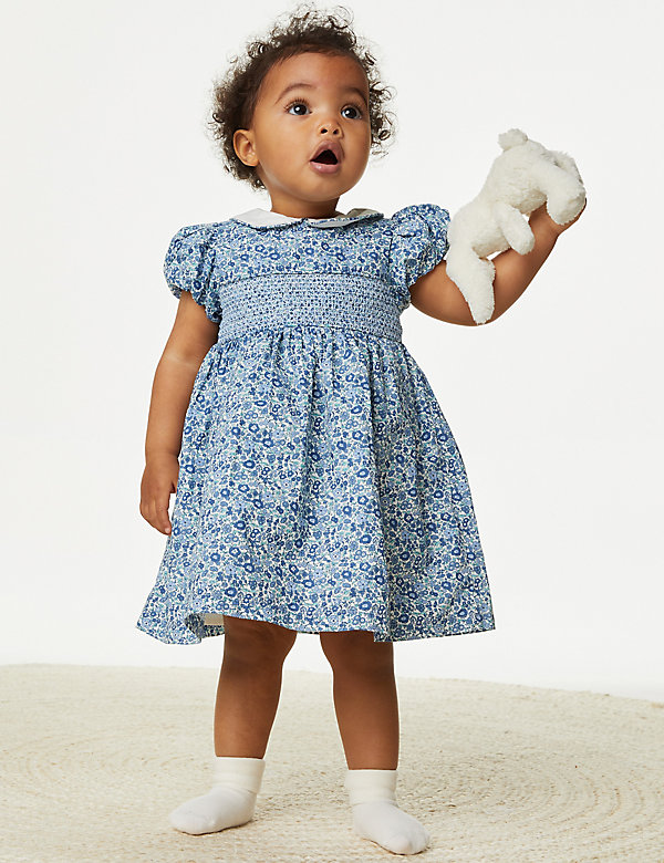 Pure Cotton Ditsy Floral Dress (0-3 Yrs) - US