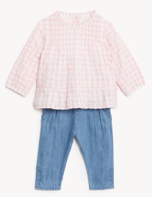 

Girls M&S Collection 2pk Pure Cotton Checked Outfit (0-3 Yrs) - Pink Mix, Pink Mix