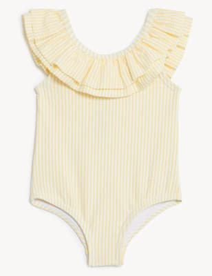 

M&S Collection Gestreifter Badeanzug mit Volant (0-3 J.) - Yellow, Yellow