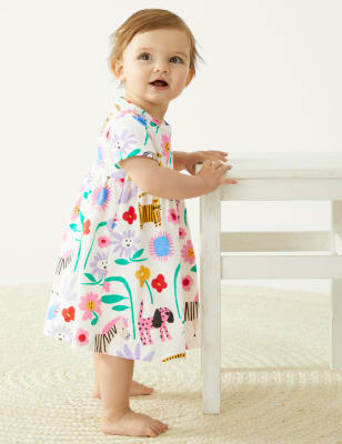 Pure Cotton Animal & Floral Print Dress