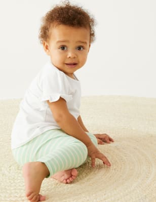 

M&S Collection T-Shirt aus reiner Baumwolle mit Rüschen (0-3 J.) - White, White