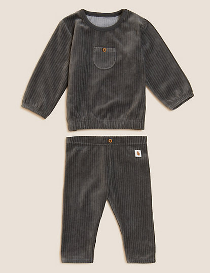 Cotton Rich Velour Outfit (0-3 Yrs)