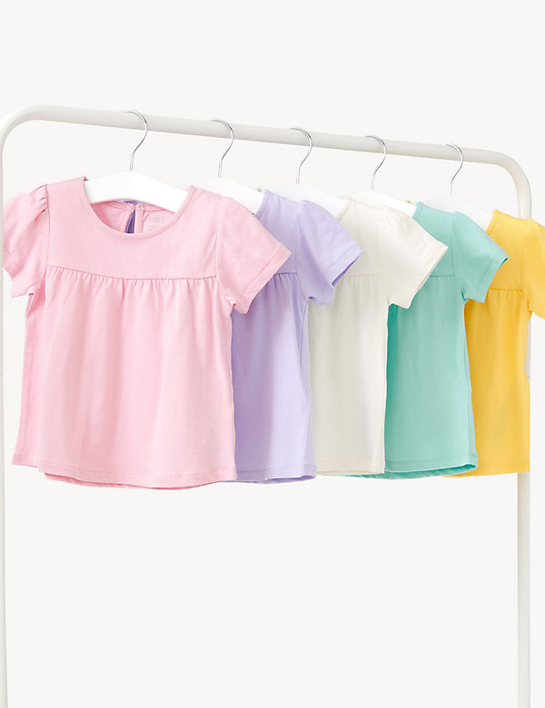 5pk Pure Cotton T-Shirts (0-3 Yrs) - AT