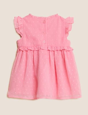 

Girls Floral Embroidered Chiffon Dress (0-3 Yrs) - Pink, Pink