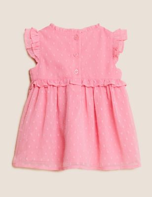 M&S Girls Floral Embroidered Chiffon Dress (0-3 Yrs)