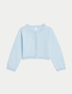 M&S Girl's Knitted Cardigan (0-3 Yrs) - 0-3 M - Light Blue, Light Blue,Ivory,Coral,Pink